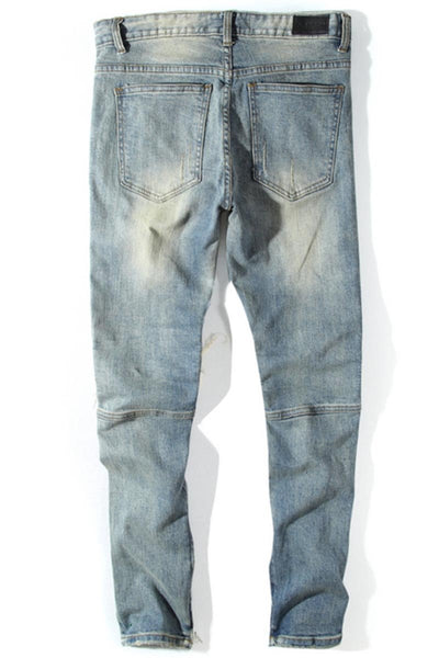 Helle verwaschene Ripped Knee Jeans