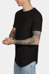 Schulterfreies T-Shirt mit Bogensaum