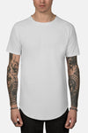 Schulterfreies T-Shirt mit Bogensaum