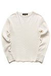 Hochwertiges Langarm-T-Shirt aus Baumwolle mit Waffelmuster