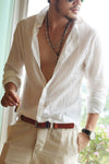Baumwoll-Leinen Sommer-Shirt