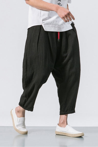 Baggy aus Leinen mit Kordelzug