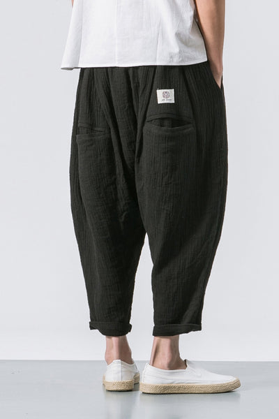 Baggy aus Leinen mit Kordelzug