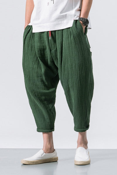 Baggy aus Leinen mit Kordelzug