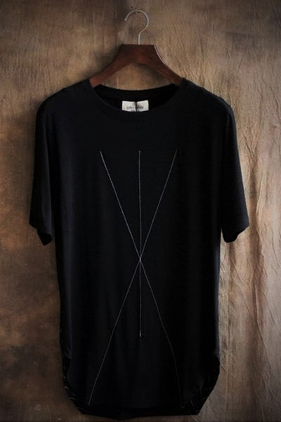 Geometrische Nähte Kurzarm T-Shirt