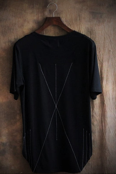 Geometrische Nähte Kurzarm T-Shirt